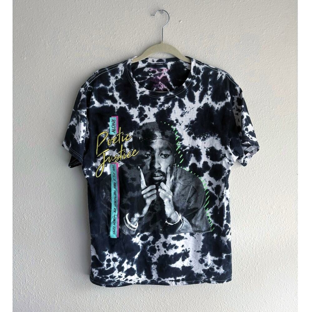 Tupac Shakur Poetic Justice movie Black White Tye Dye Tee streetwear sporty